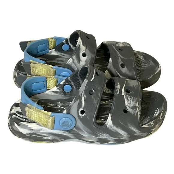 Crocs All Terrain Adjustable Hook & Loop Strap Marble Gray Toddler Sz 13 Sandals - Picture 2 of 8